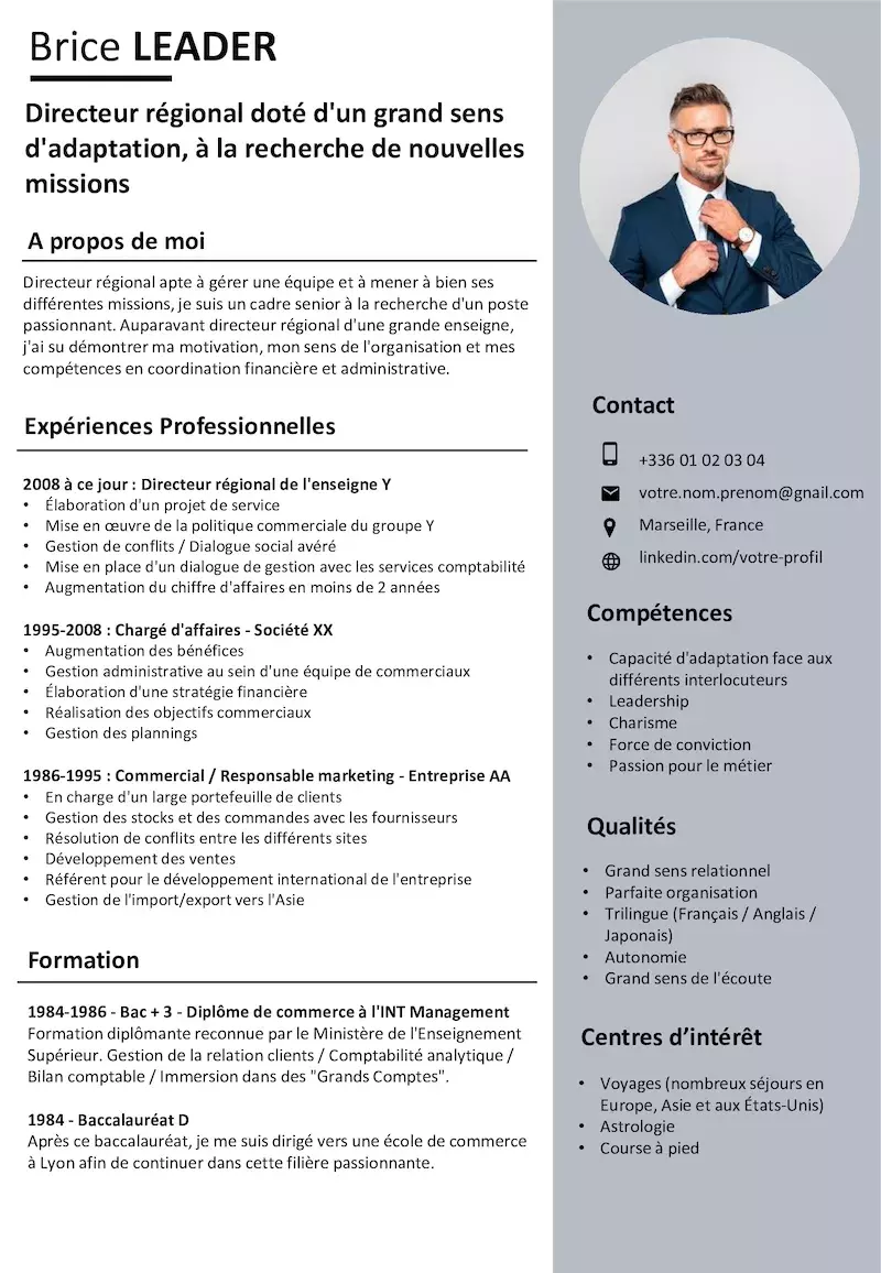 Exemple De CV Cadre Dirigeant GRATUIT