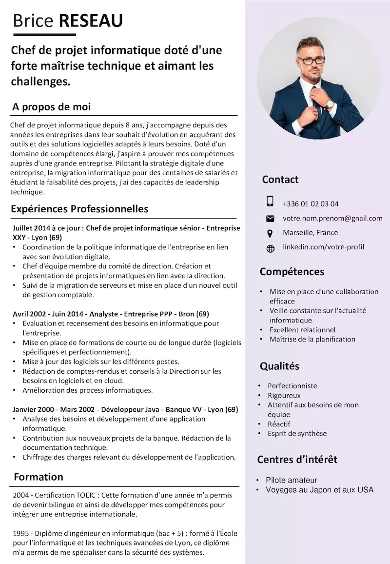 Exemple De Cv Chef De Projet Informatique Gratuit