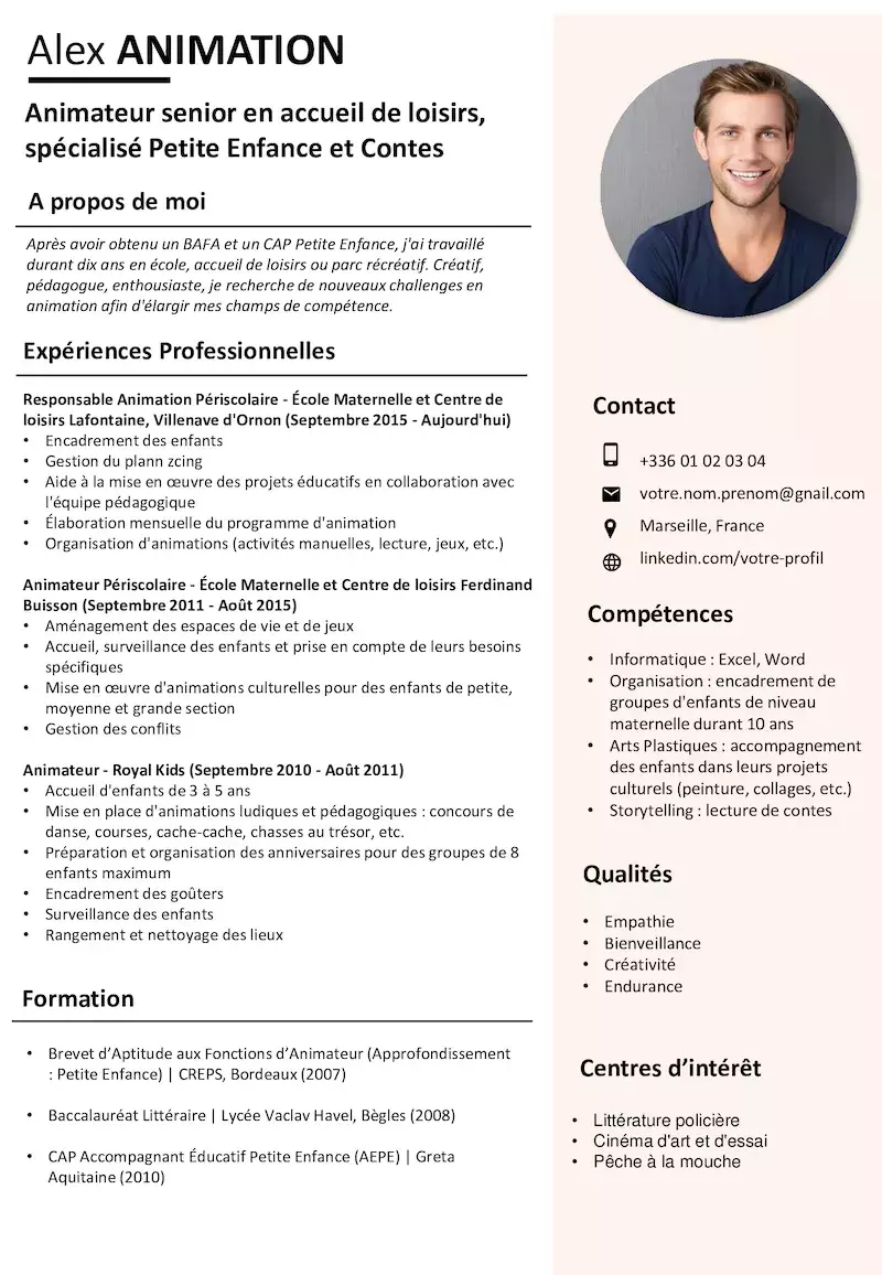 Exemple De Cv Animateur Gratuit