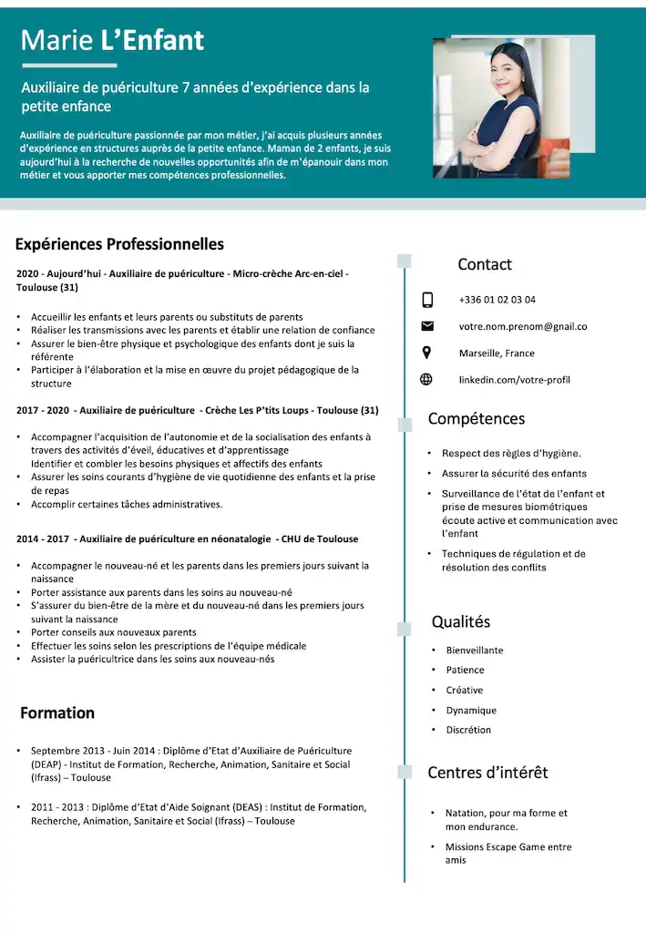 cv auxiliaire-puericulture